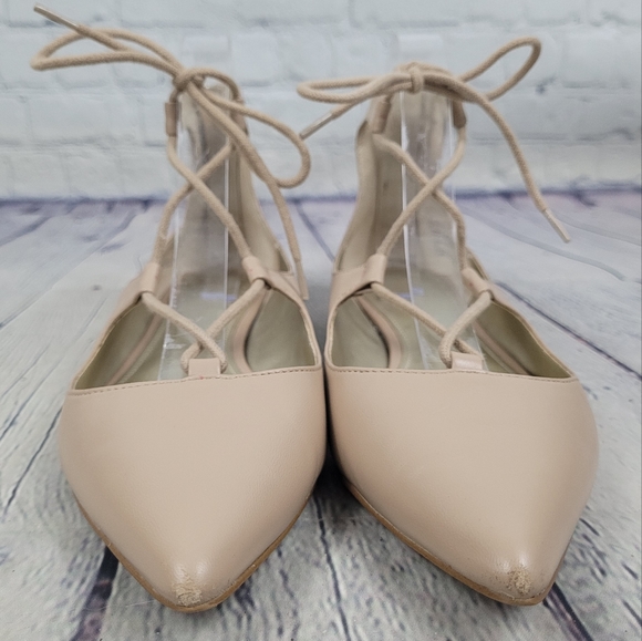 SAKS FIFTH AVENUE | Estyn light nude lace up point flats - Picture 6 of 12